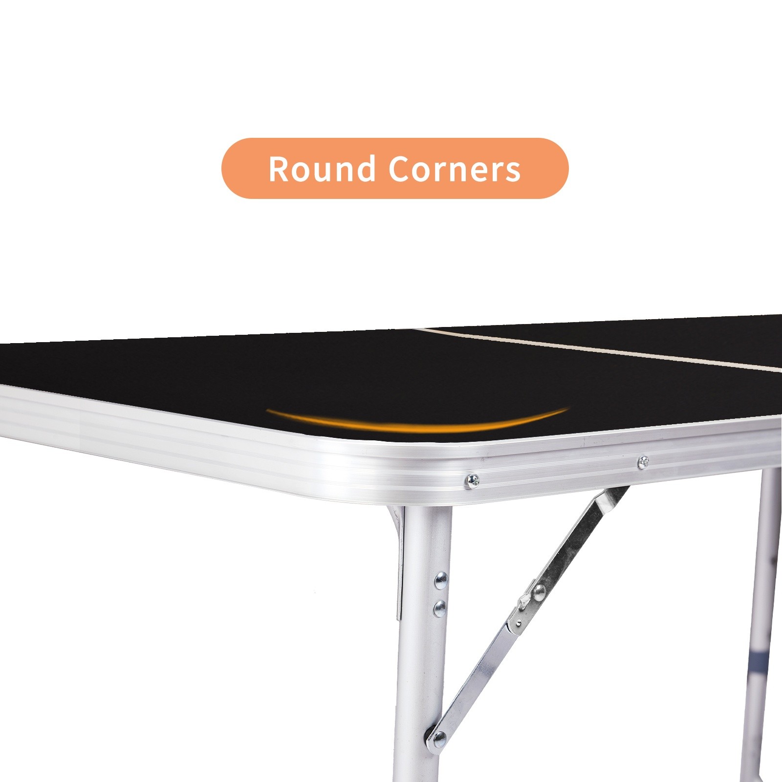 Folding Camping Table 4ft - Adjustable Patio Aluminum Frame Outdoor Picnic Black