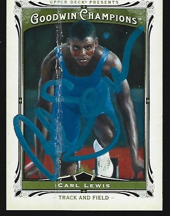 OLYMPIC LEGEND CARL LEWIS SIGNED 2013 GOODWIN CHAMPIONS USA 9X GOLD MEDALIST