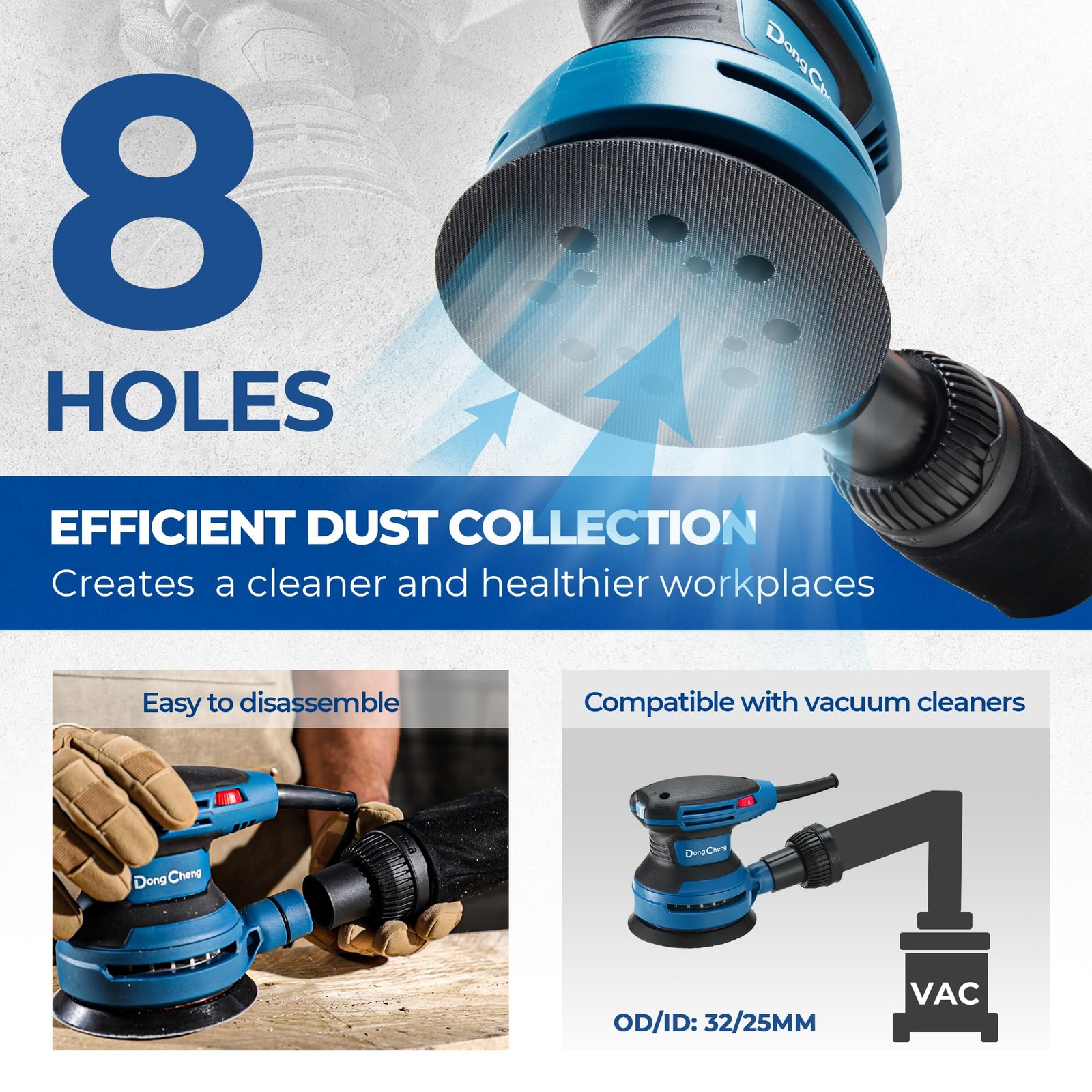 5Inch Random Orbital Sander 3.2A 12800OPM Electric Palm Sander, 6 Variable Sp...