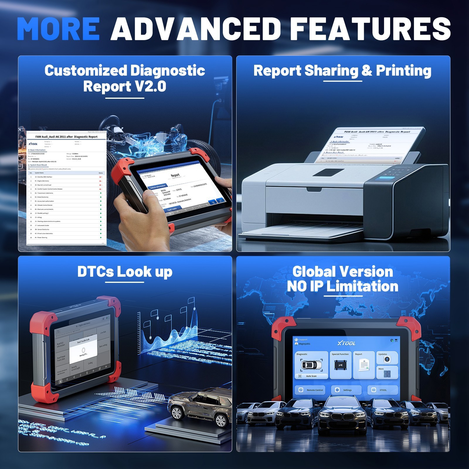 USED XTOOL D7X Scanner Diagnostic Tool Bidirectional Scan 36+Resets Ai-Assisted