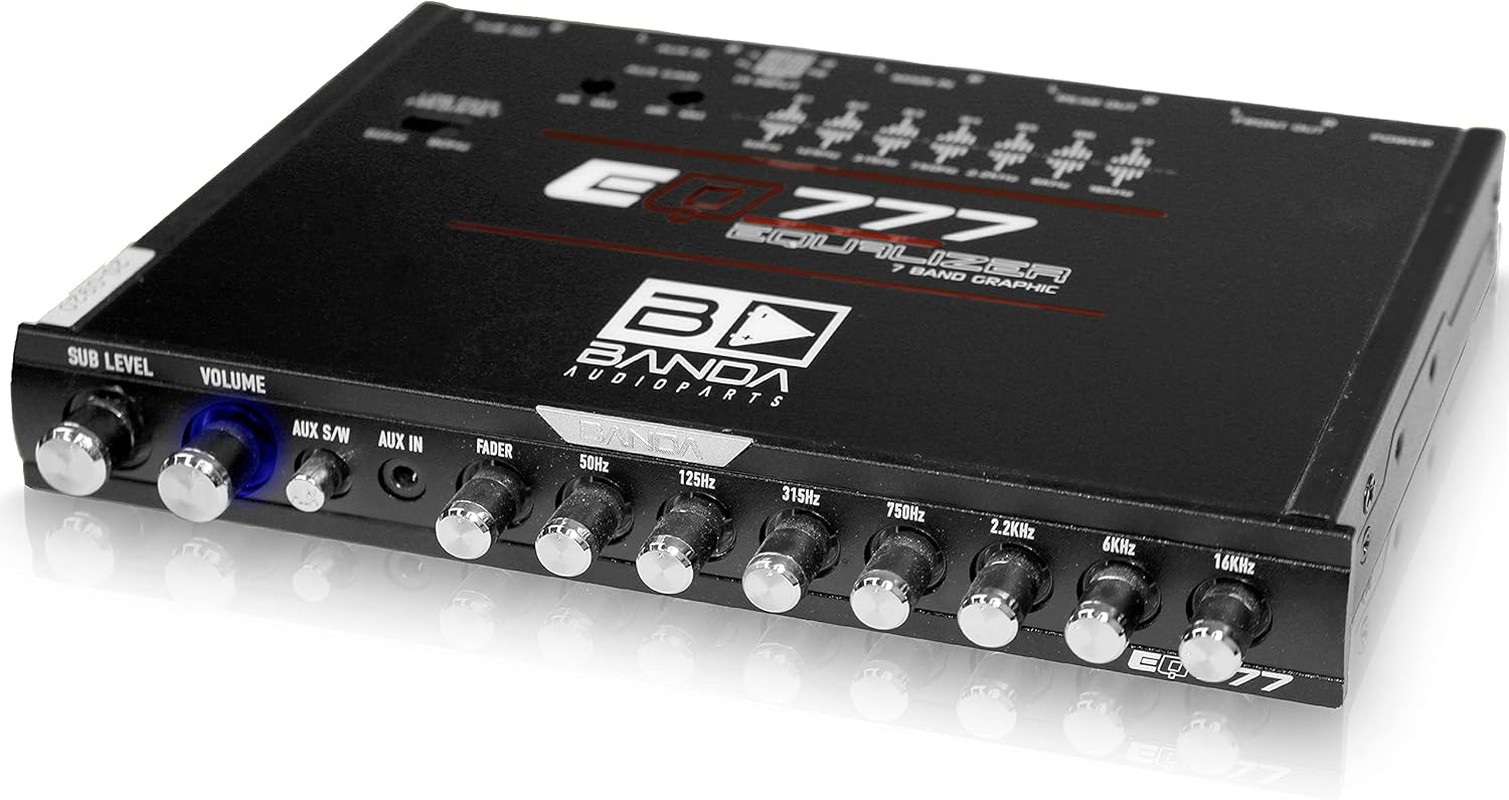 Banda EQ777 7-Band Car Audio Graphic Equalizer - Half Din with Front 3.5Mm