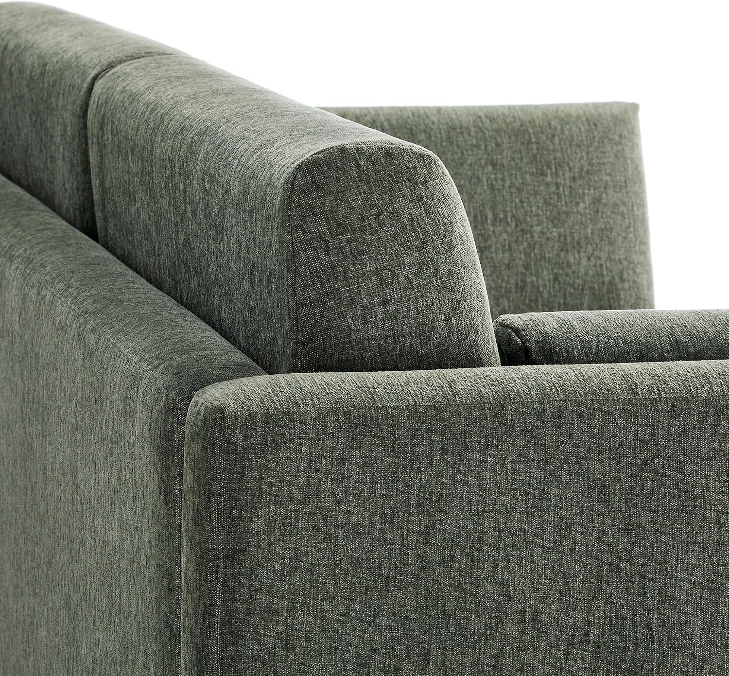 Linden 73 Inch Heathered Chenille Upholstered Sofa in Eucalyptus