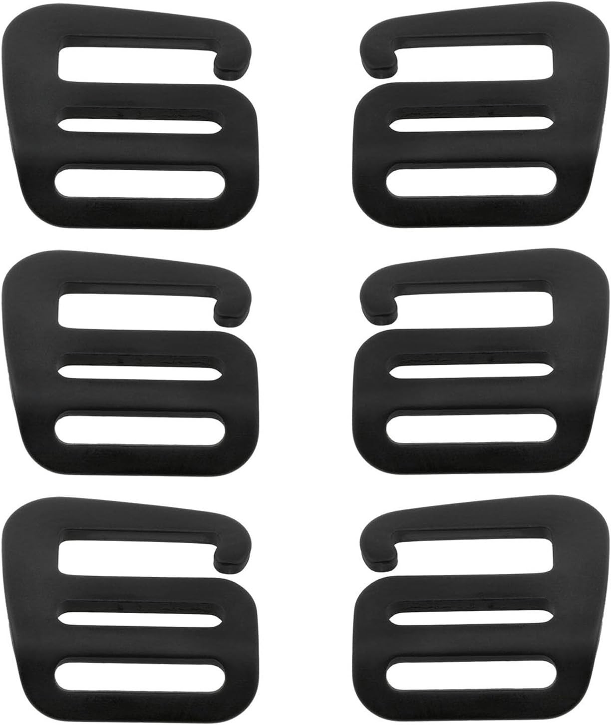 6Pcs Outdoor Webbing Buckle Clips Black Metal Wave Buckles Sliding Buckle for We