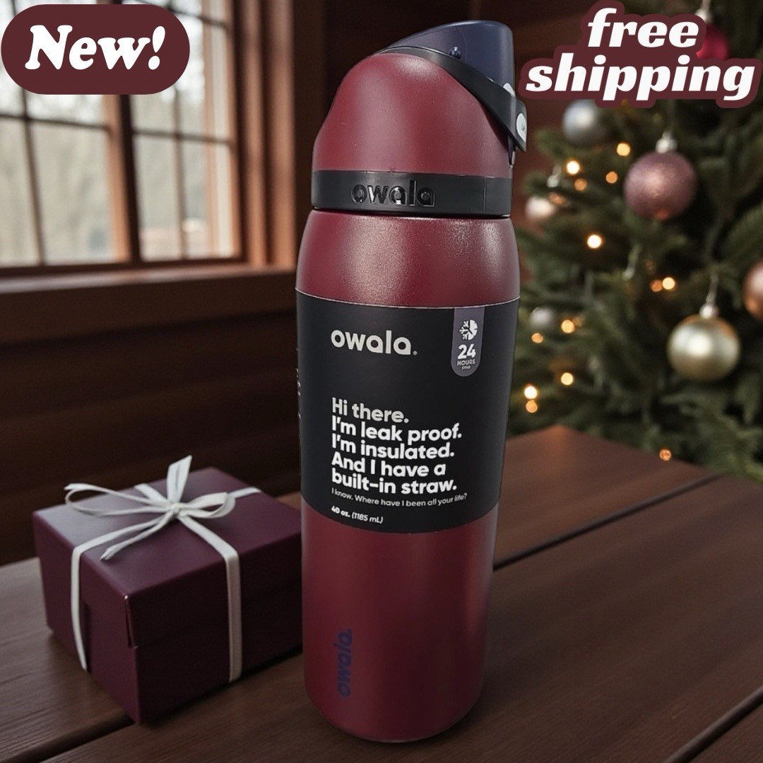 Owala FreeSip Stainless Steel Water Bottle / 40oz / Color: Burgundy Bay