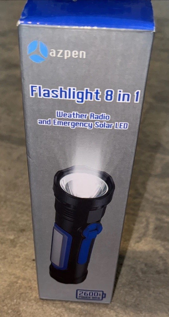 AZPEN 8-in-1 Emergency LED Flashlight with AM/FM Weather Radio and SOS...