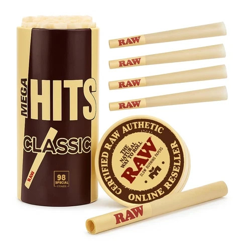 RAW Classic 98 Special Size Pre Rolled Cones | 100 Pack