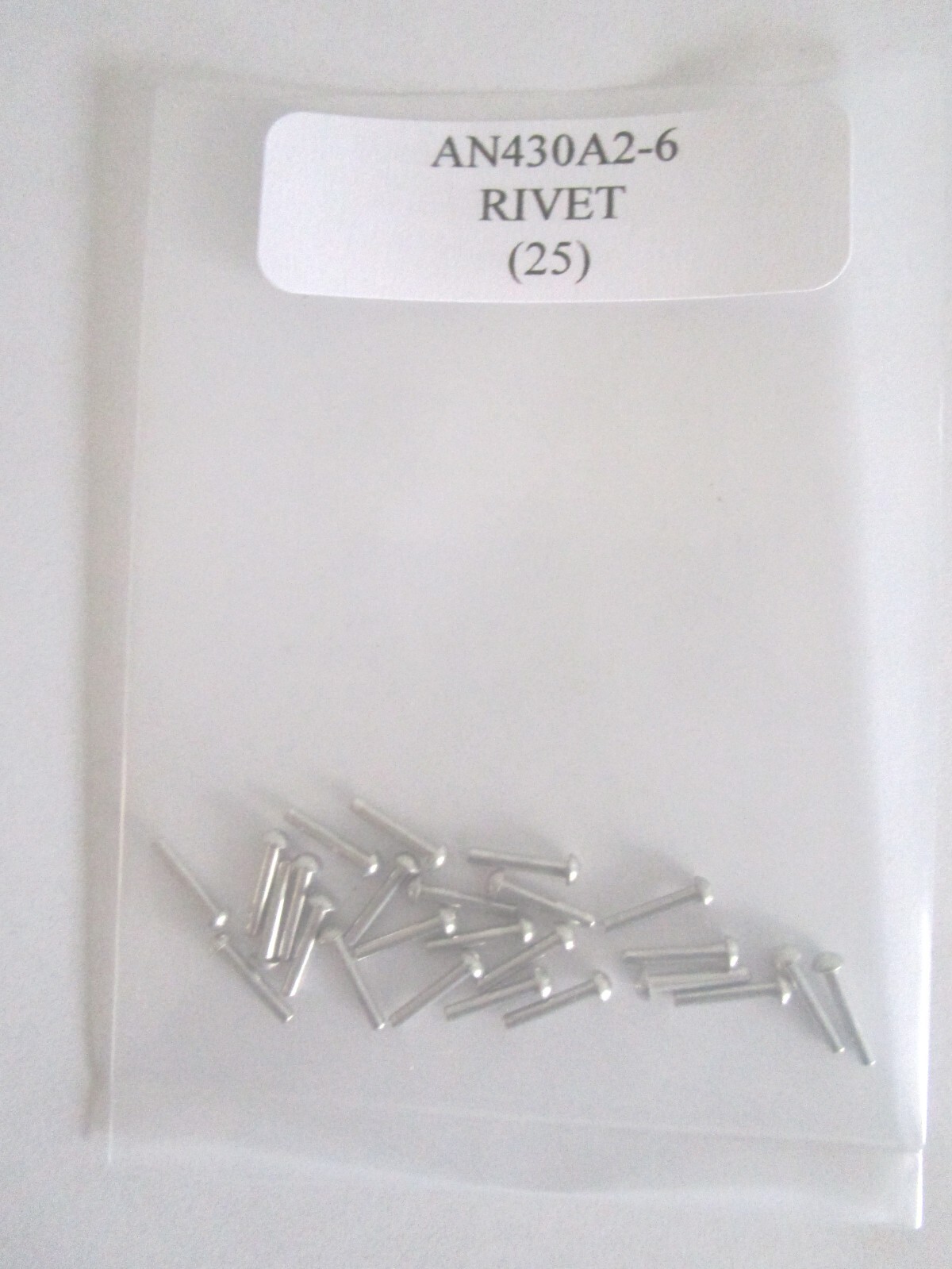 AN430A2-6 Solid Rivet 1/16 x 3/8" Aluminum Alloy Alt. MS20470A2-6 - Lot of 25