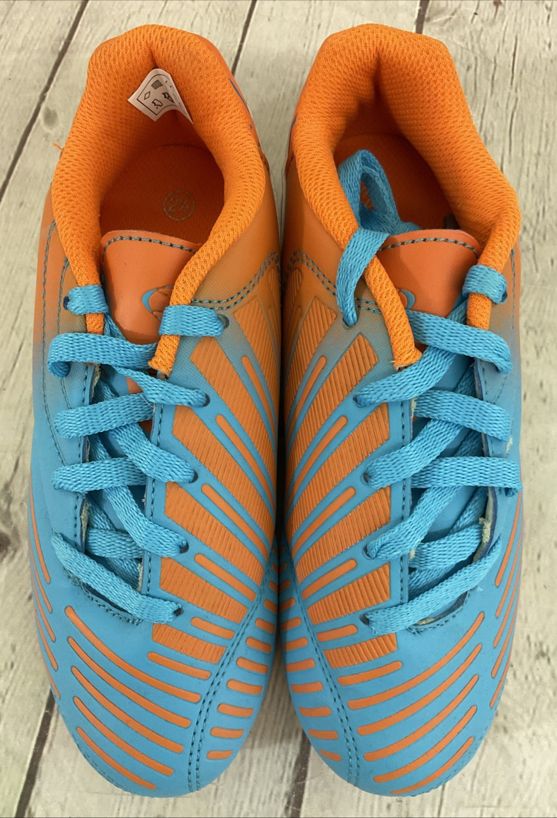 Xara Soccer 9506 Velocity Cleat Shoes Electric Blue Fluid Orange Gray US 2.5