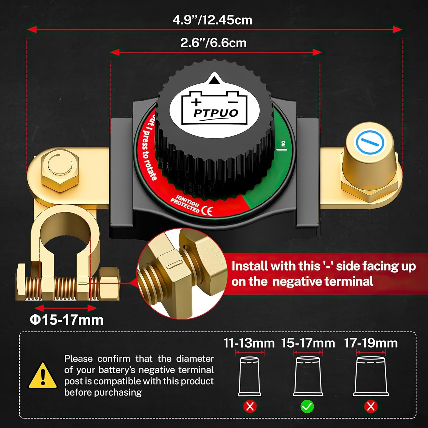 PTPUO Top Post Battery Disconnect Switch, Car Switch,...