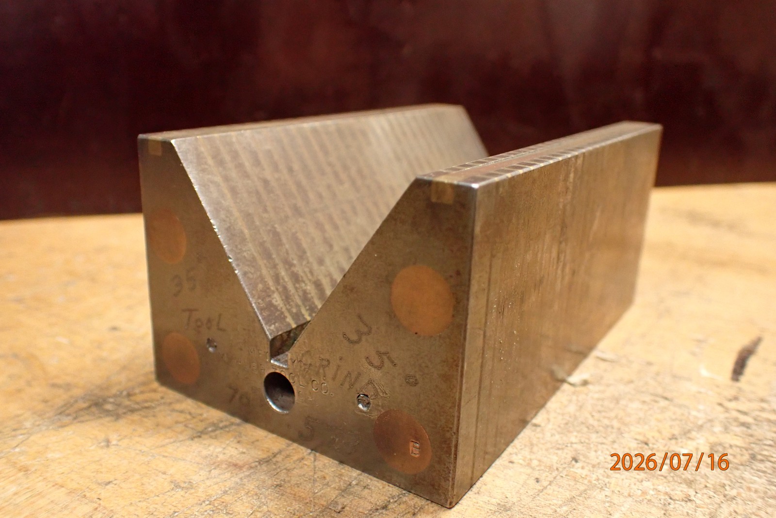 LOT R631 MOHLER TOOL CO. MAGNETIC TRANSFER V-BLOCK FOR SURFACE GRINDING GRINDER