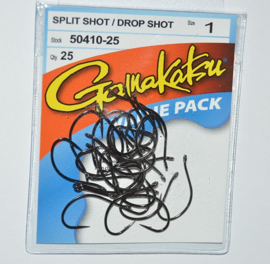 gamakatsu split shot bass drop shot hooks size 1 hooks value pack 50410-25