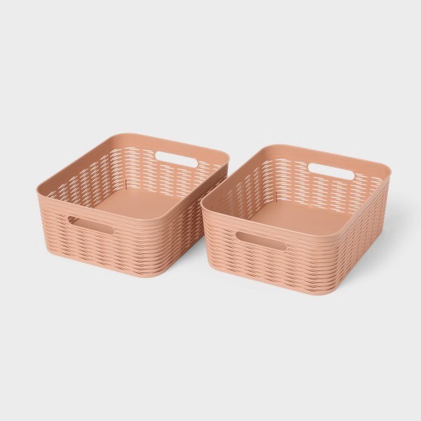 2pk Medium Wave Decorative Container Terracotta