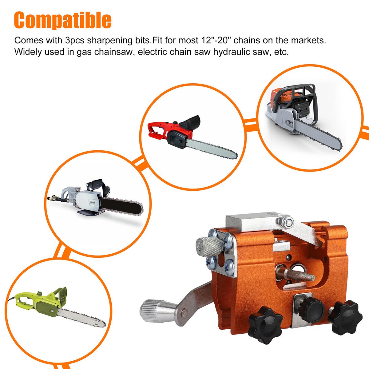 Chainsaw Chain Sharpening Jig Portable Hand Crank Sharpener Tool Set