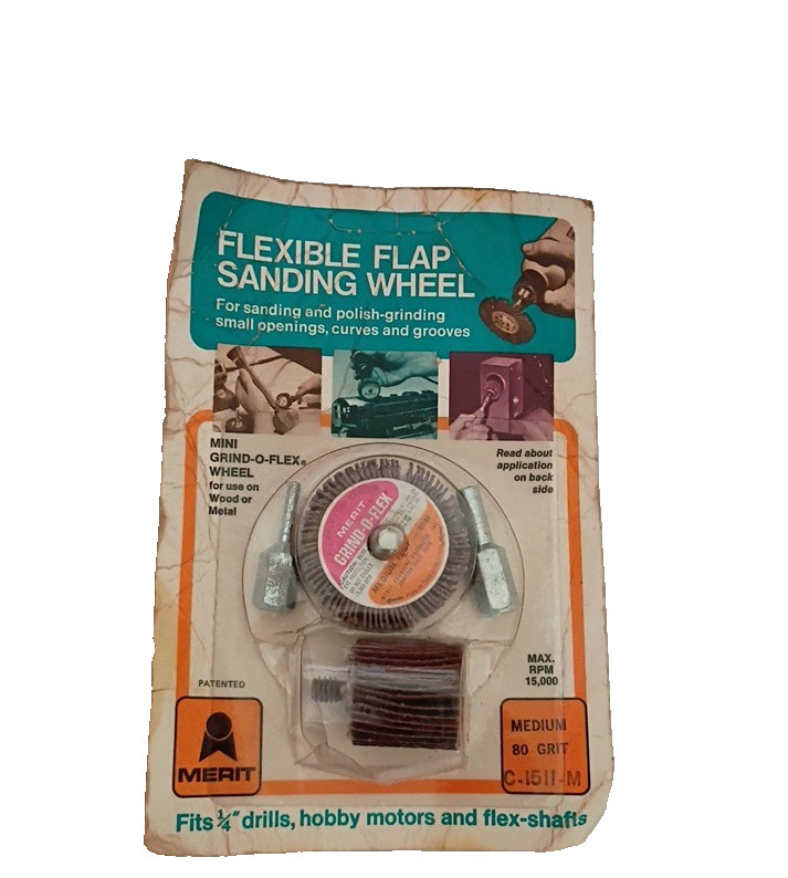 Merit Flexible Flap Sanding Wheel NOS Vintage Polishing Grinding Sanding 80 Grit