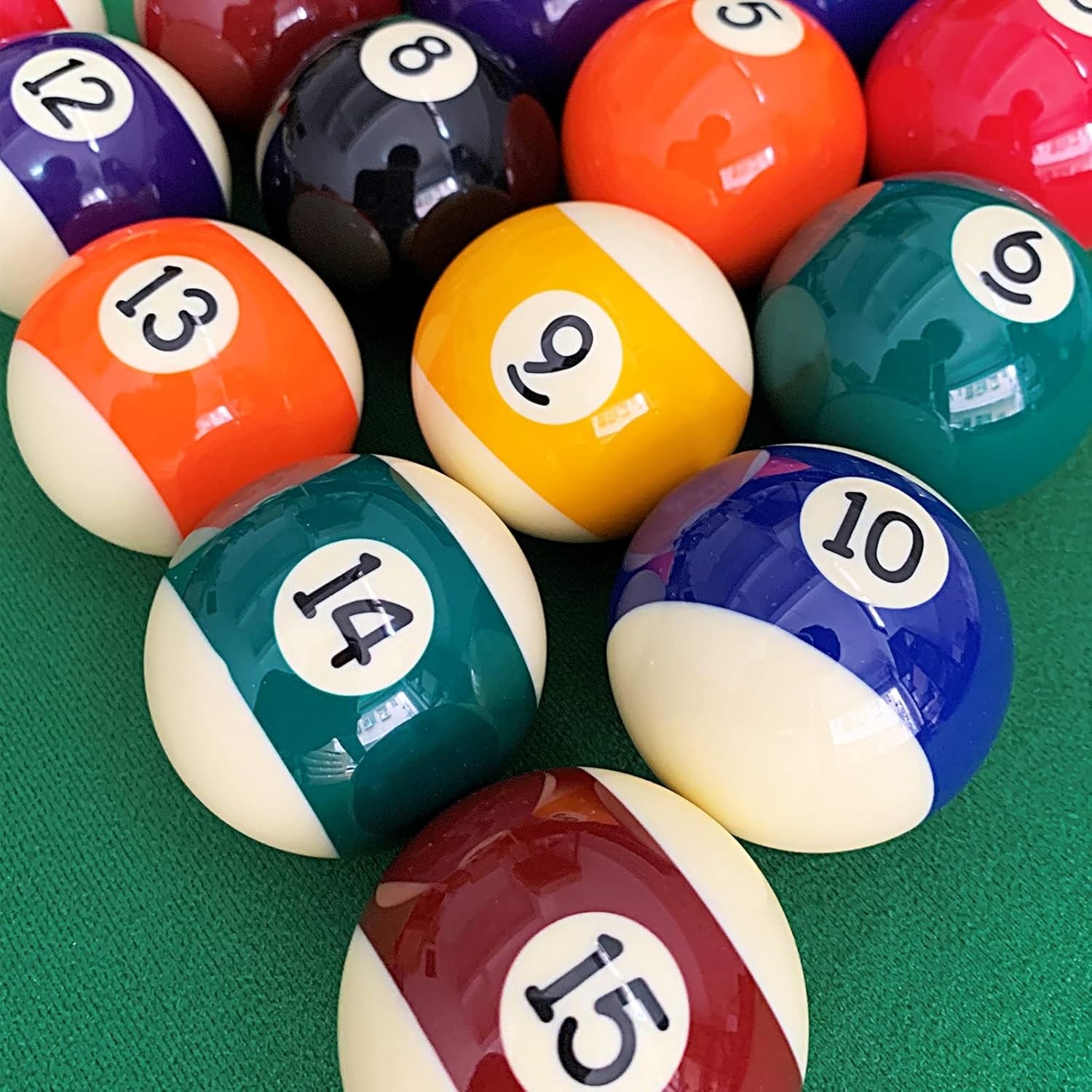 16-Count Pool Balls Set - Durable 2-1/4” Resin for Maximum Play Consistency