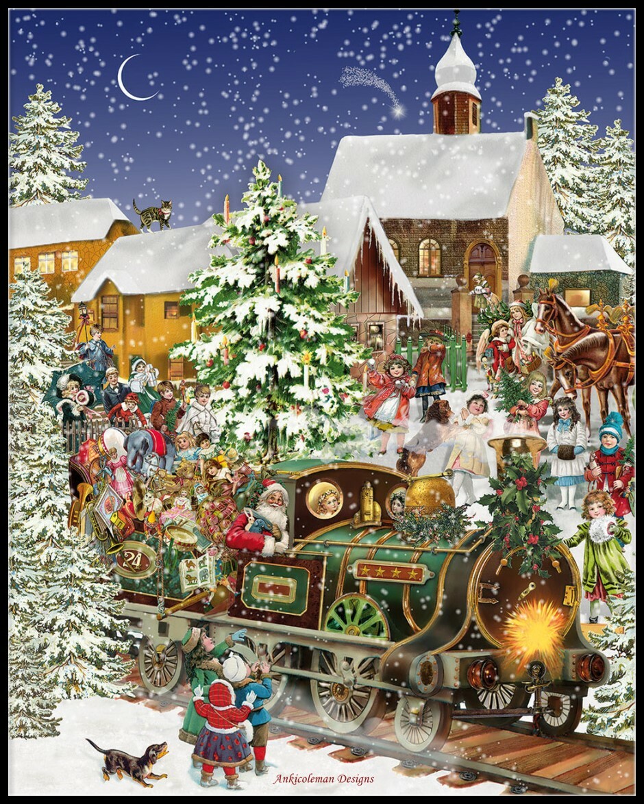 Christmas Train - Chart Counted Cross Stitch Patterns Needlework DIY 14 ct