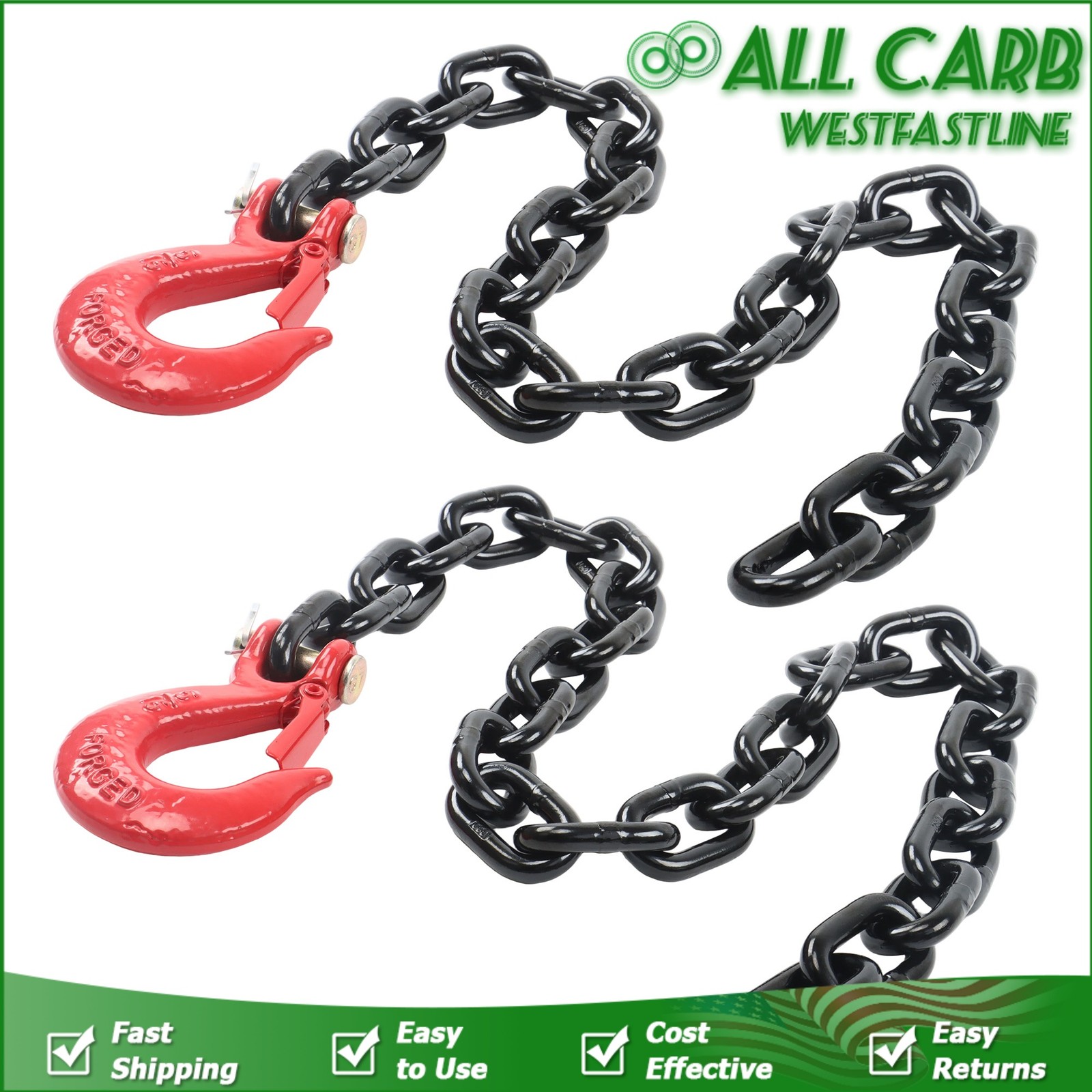 5/16" Trailer Safety Chains G80 Tow Chains with G70 5/16 Inch × 36 Inch Black