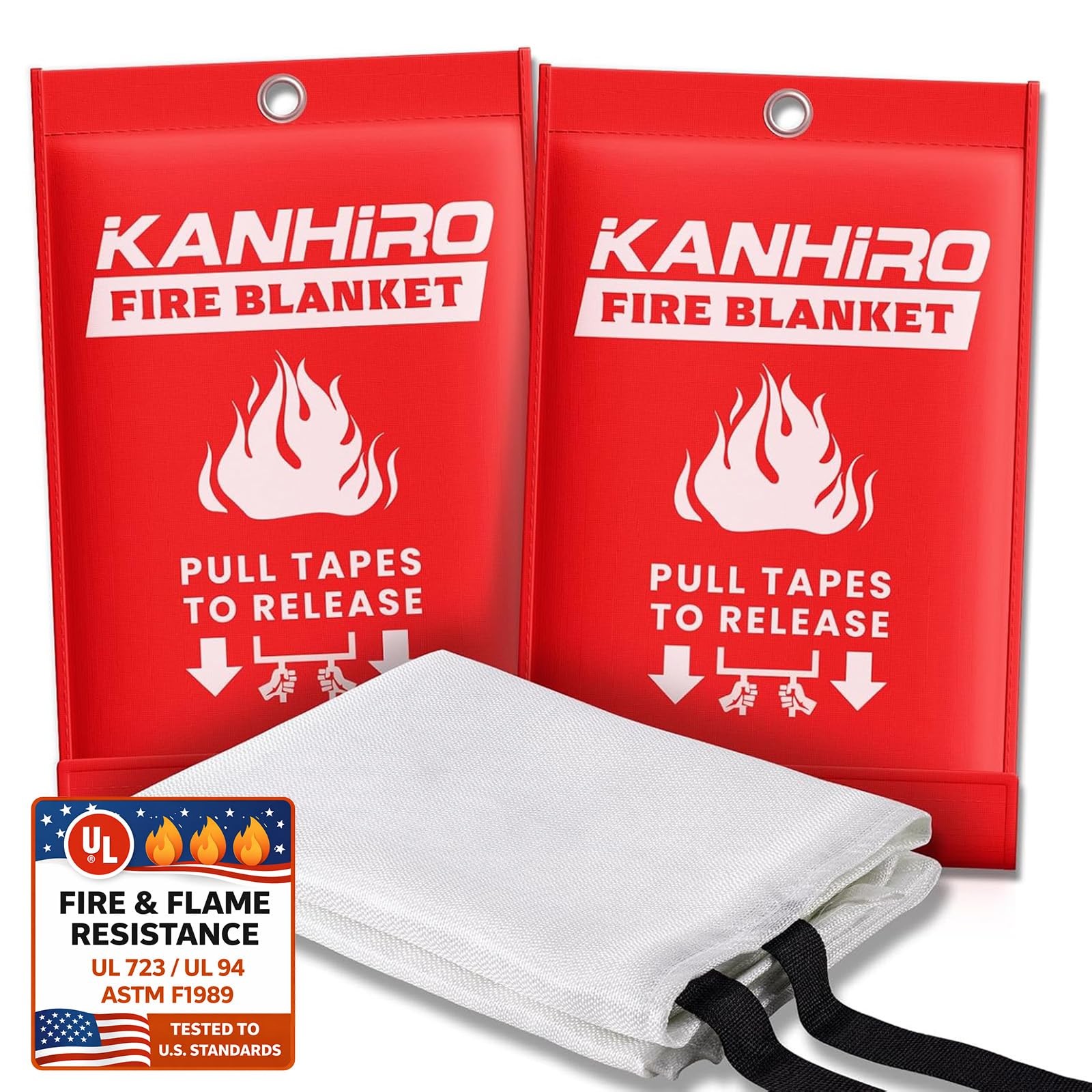 Fire Blanket Emergency for Home Kitchen - Fiberglass Fire Suppression Blanket...