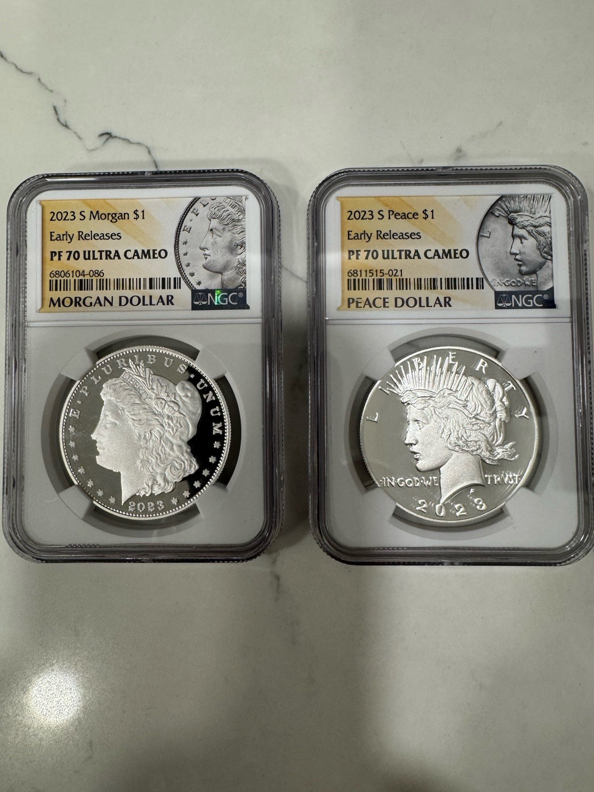 2023-S Morgan & Peace Reverse Proof Set NGC PF70 UC Early Releases 2-Coin