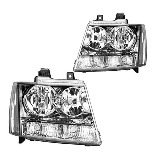Headlight Assembly, Chrome Headlights Replacement Compatible with 2007-2013
