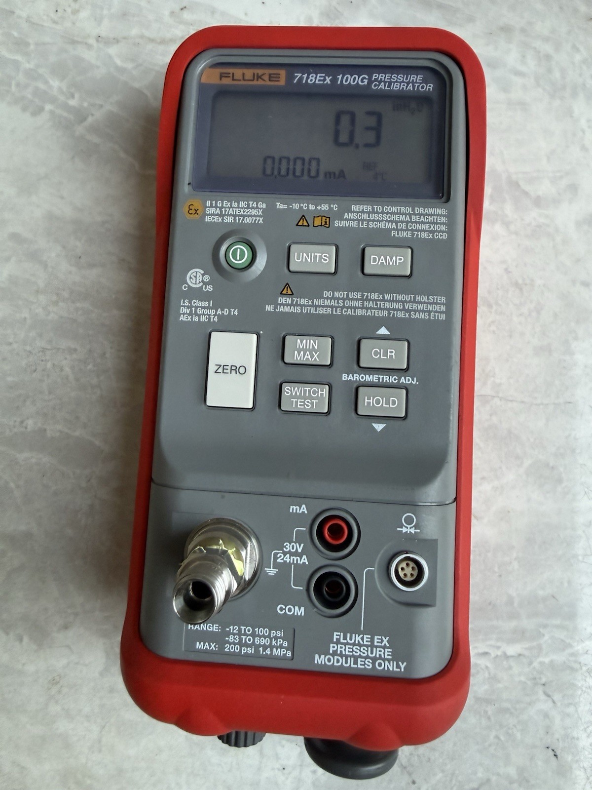 Fluke 718Ex 100G Pressure Calibrator