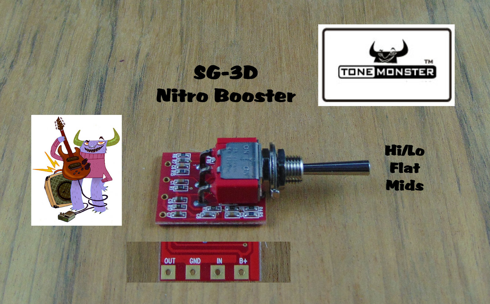 TONE MONSTER SG3D NITRO BOOSTER Guitar Effect Circuit Expander Hi~Lo/Flat/Mids