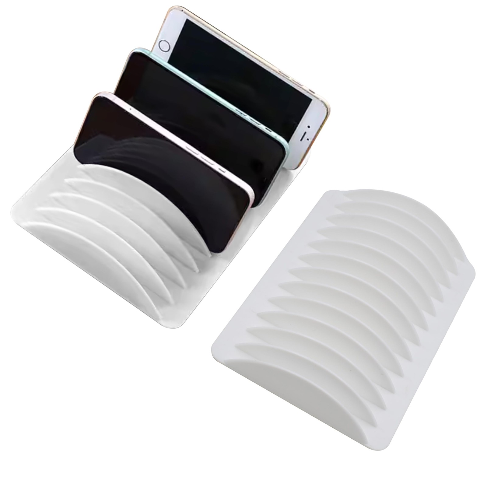 2 PCS White 24Grid Multiple Desktop Cell Phone Holder Storage Organizer Rack