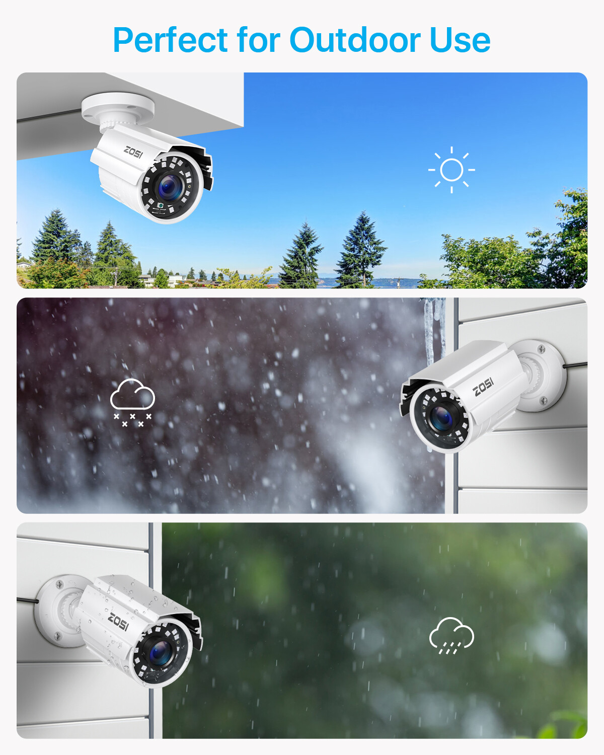 ZOSI 4PCS Surveillance 1080P Home TVI Security Cameras CCTV Outdoor Night Vision