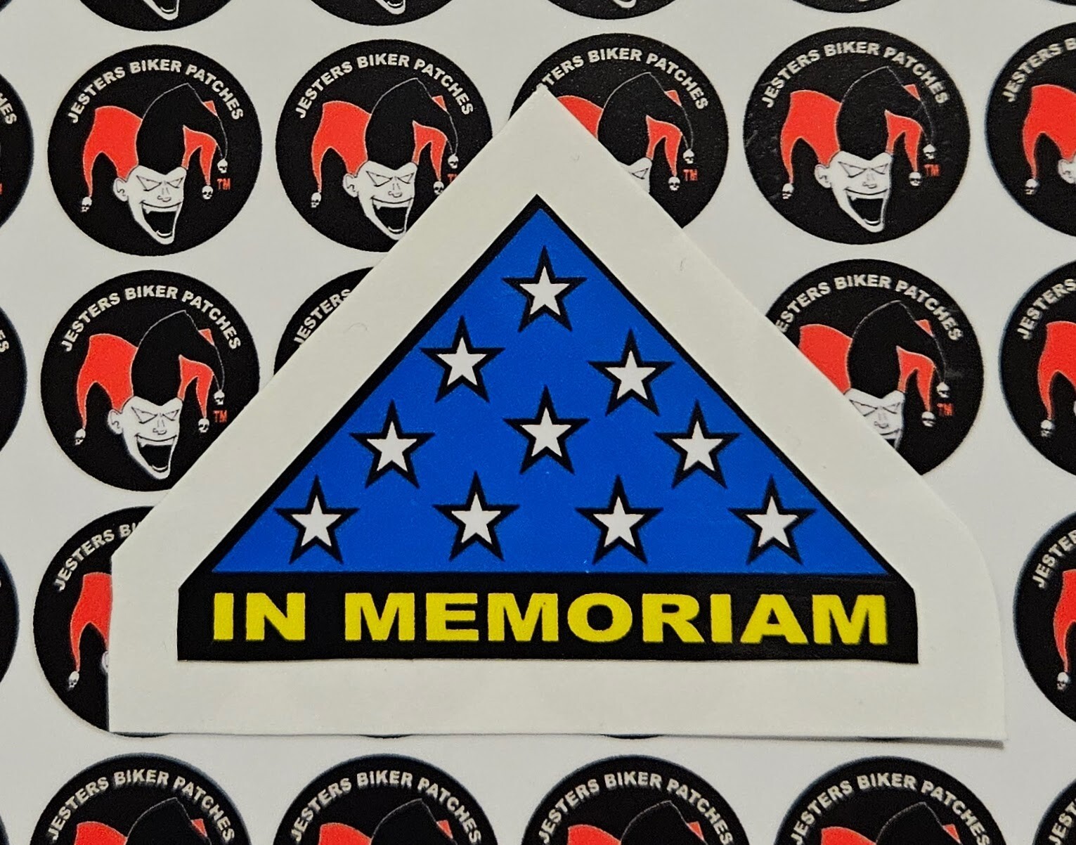 In Memoriam Folded Flag Vinyl Sticker Small 2.5 x 1.5