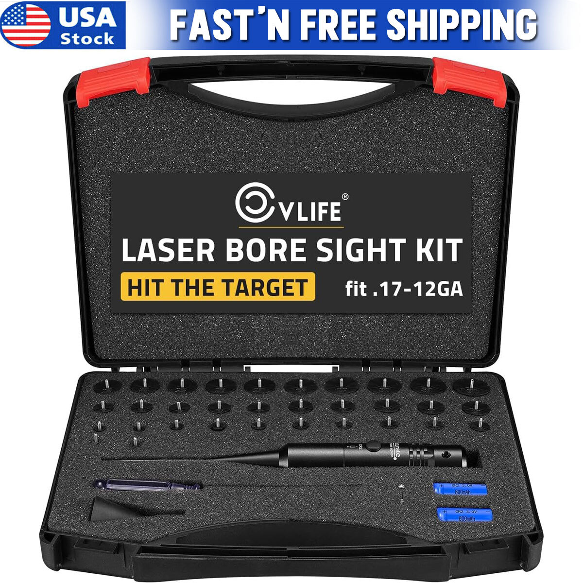 Powerful Green Laser Bore Sight Kit Upgraded Boresighter Fit .17 to 12GA Caliber