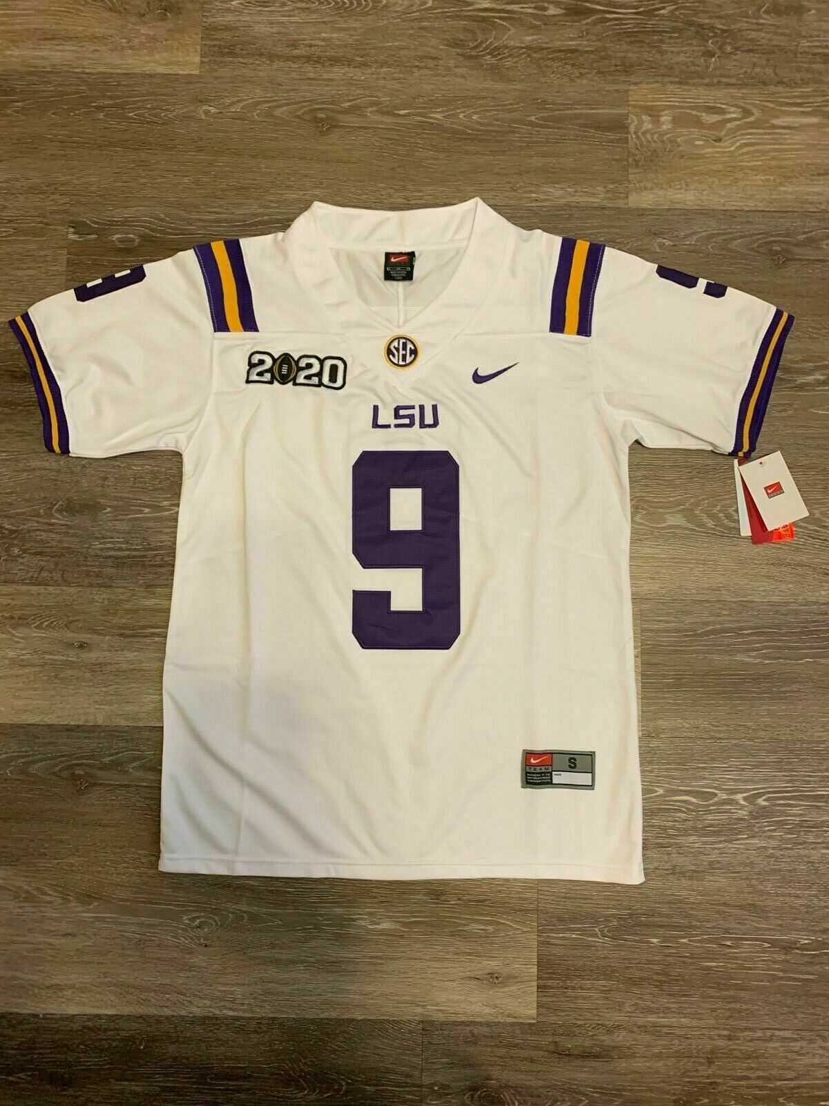 BURREAUX #9 Joe Burrow Stitched Jersey White, 2020 Patch, Free Shipping!