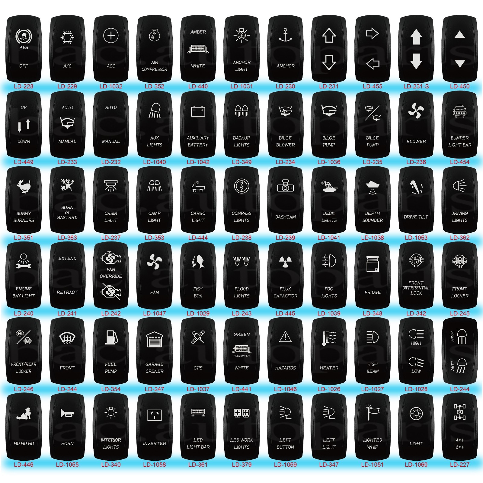 Rocker Switch Cover Replaced Laser Etched Cap ONLY Car Marine Boat Waterproof