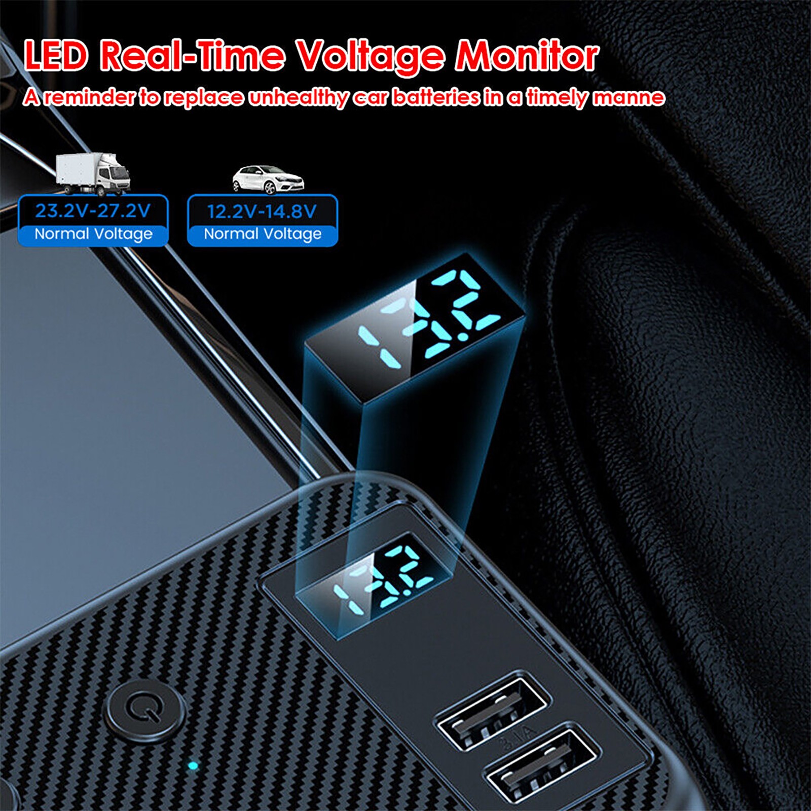 9in 1 Cigarette Lighter Socket Splitter USB-C Fast Charger Power Adapter Outlet
