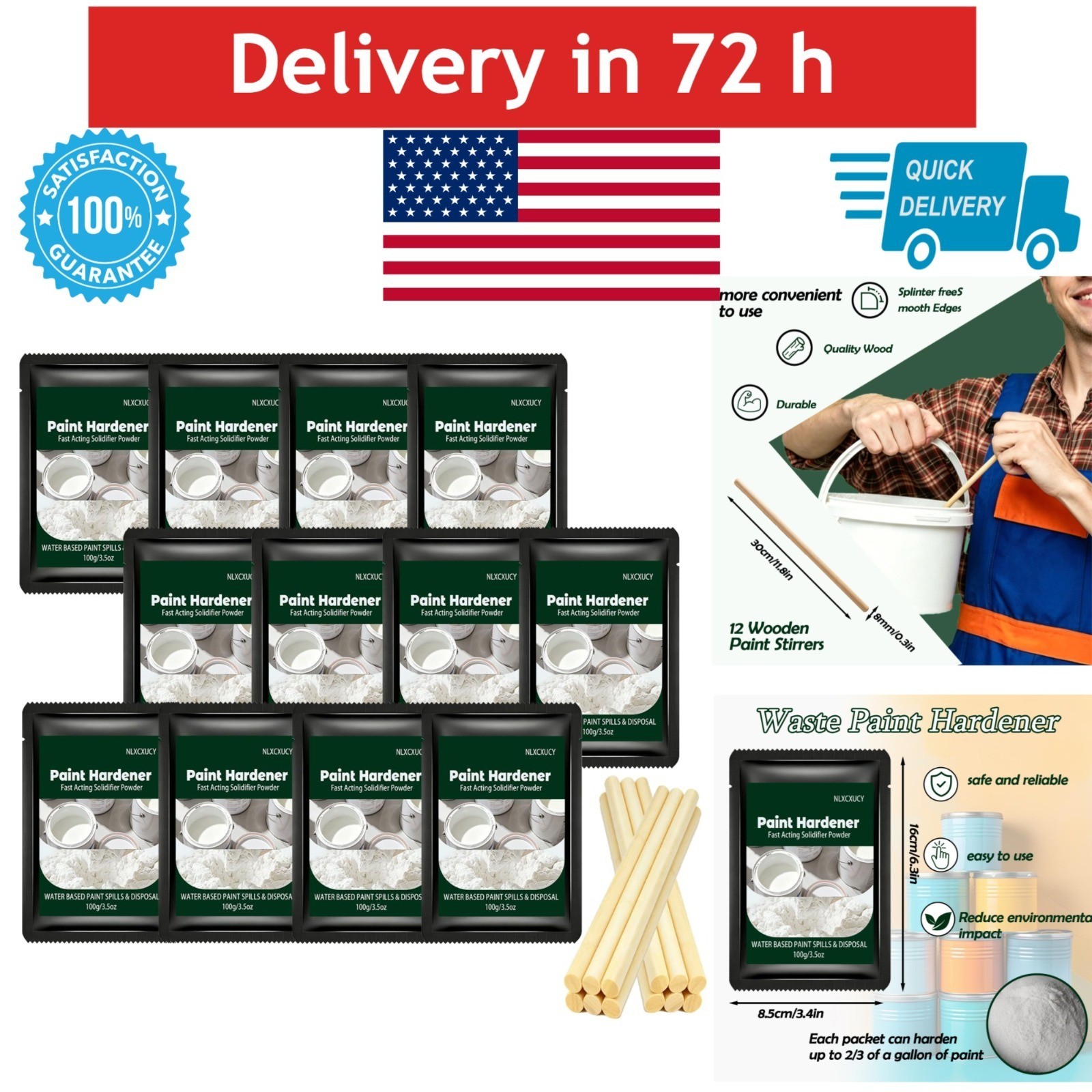 NLXCXUCY Paint Hardener Solidifier Powder 12 Pack for Easy Cleanup