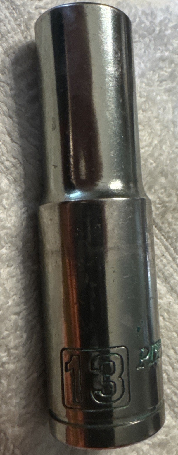 13 mm,PITTSBURGH 13mm DEEP SOCKET, 1/2" DRIVE 6 POINT, vtg tool
