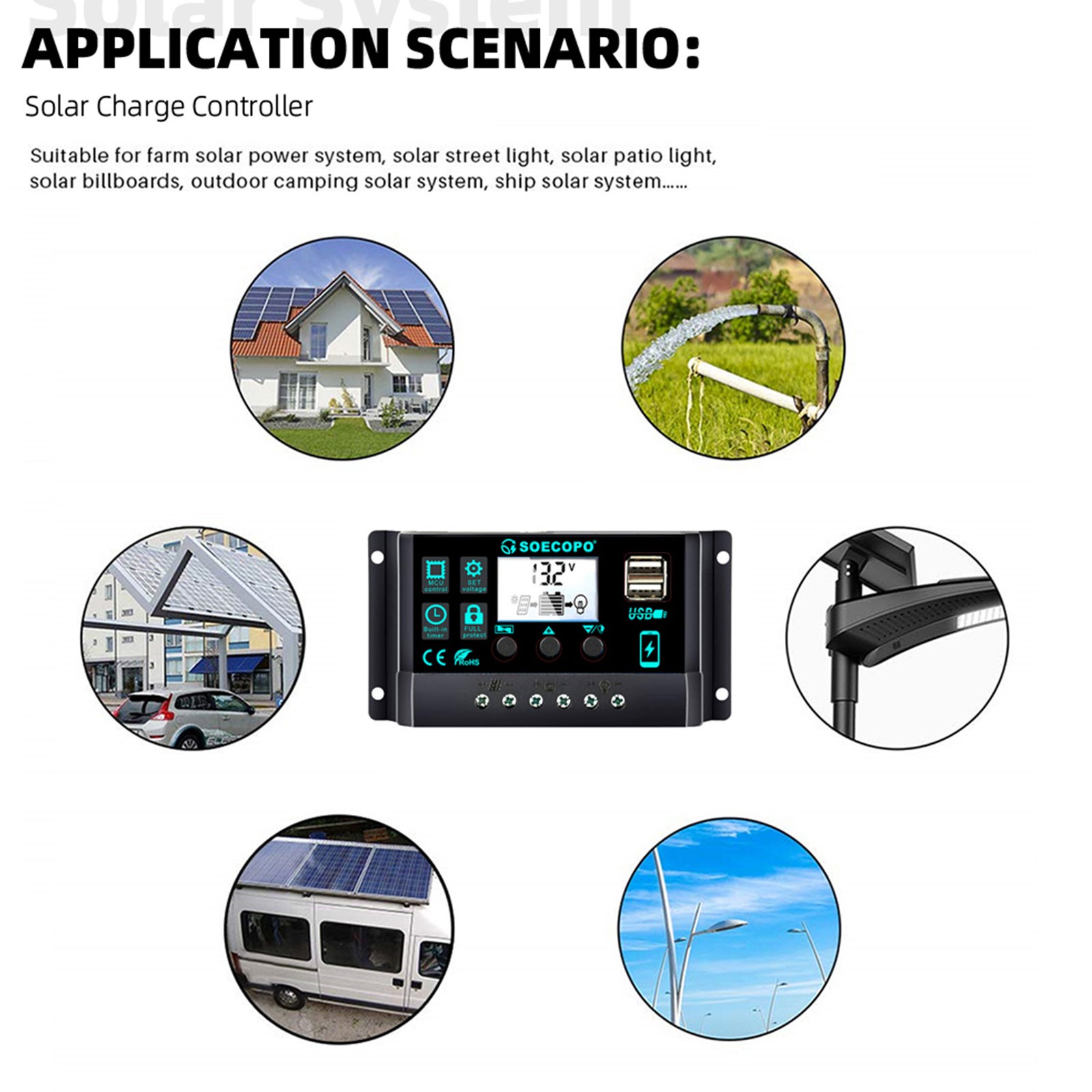 7000W Peak Solar System Kit Flexible Panel 100A Controller 12V To 110V 220V