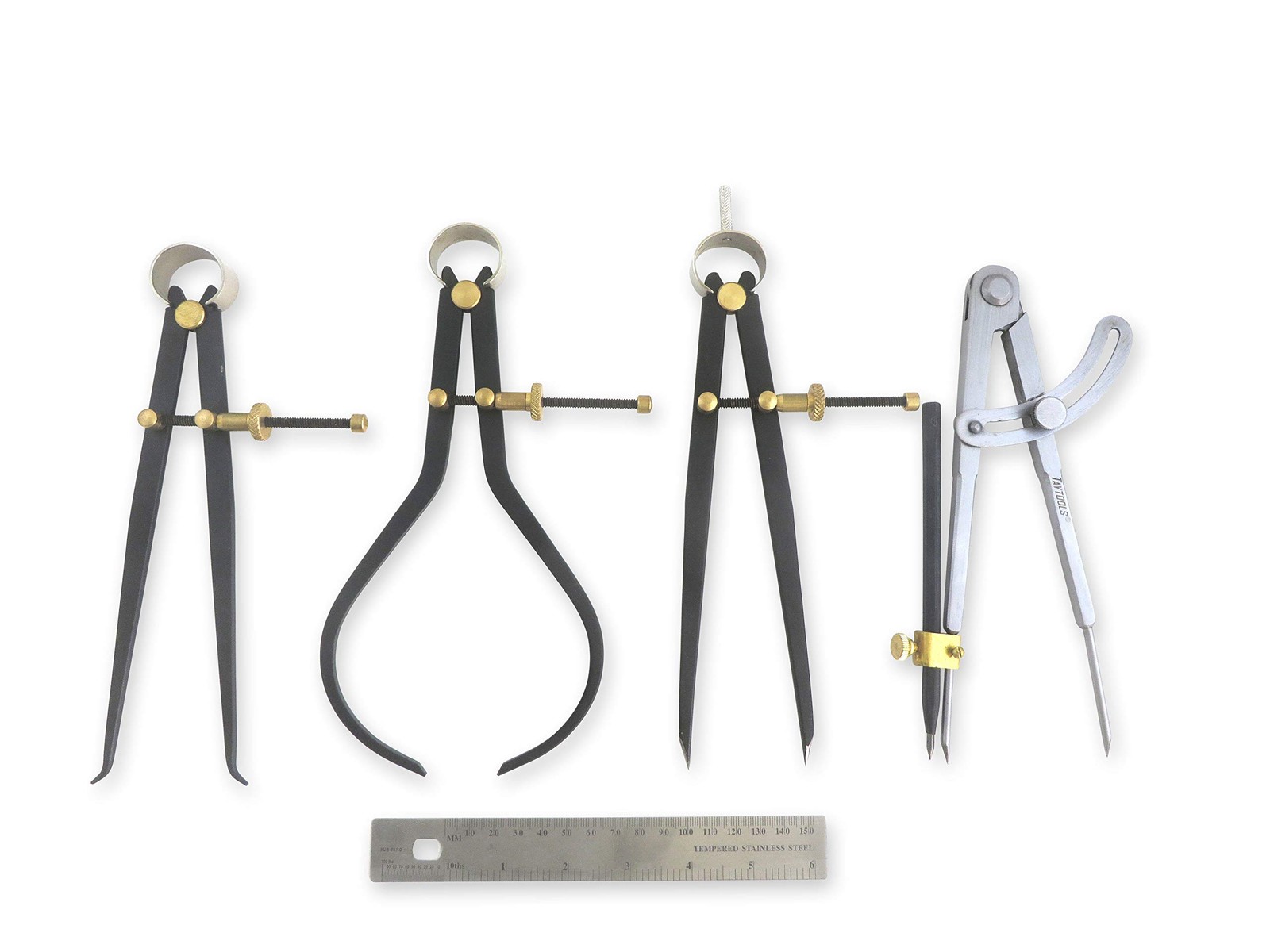 776636 Deluxe 5 PCS Measuring Set 8 Inch Spring Dividers Calipers Pocket