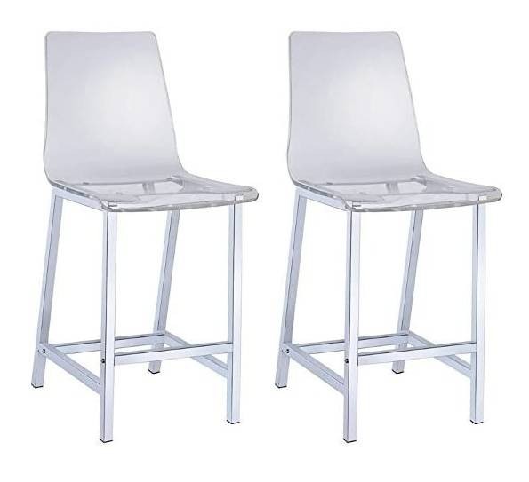 Coaster Everyday 30 in. Clear and Chrome Acrylic Bar Stool (set of 2) NEW (33B)