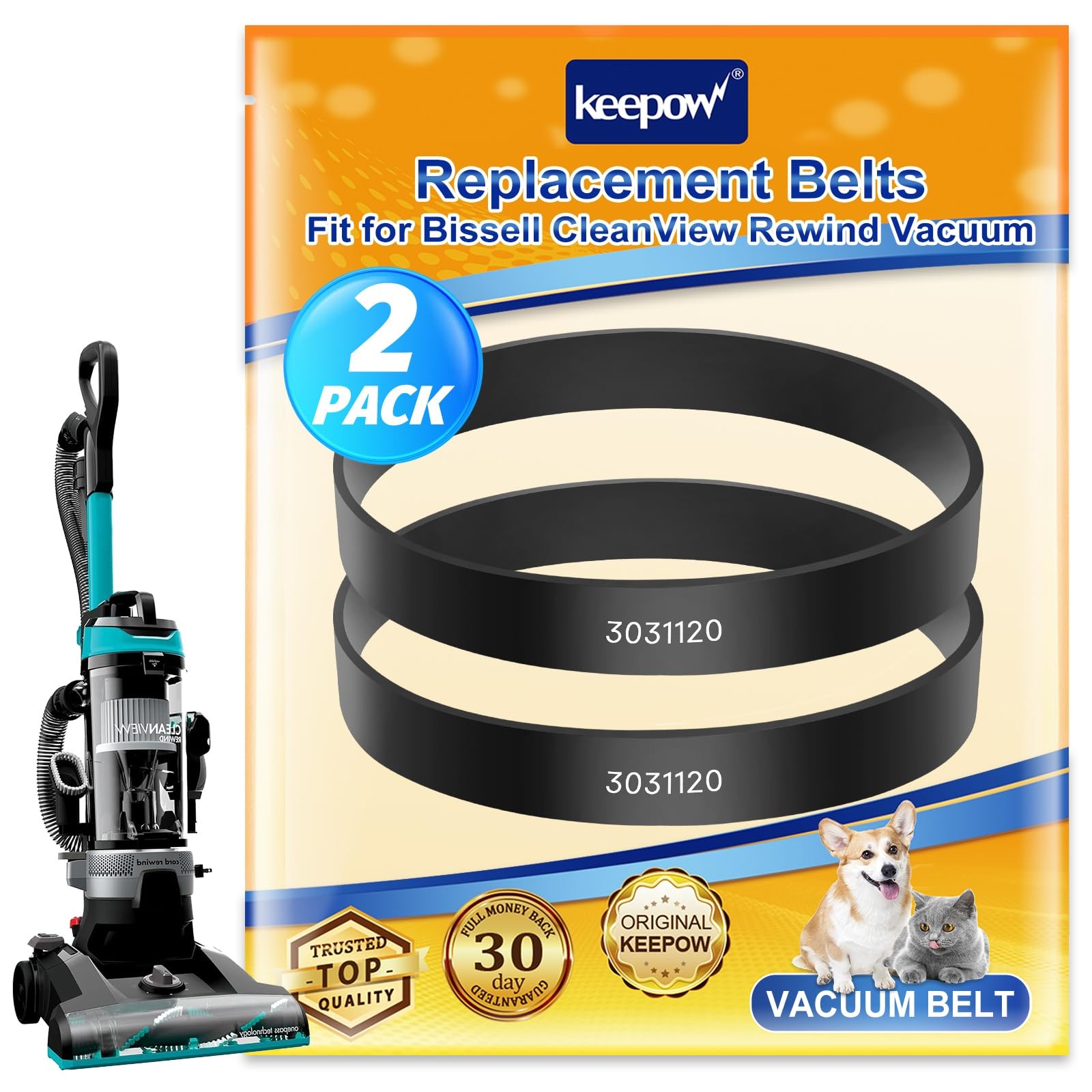 KEEPOW Vacuum Belt Compatible with Bissell Powerforce Helix and CleanView...