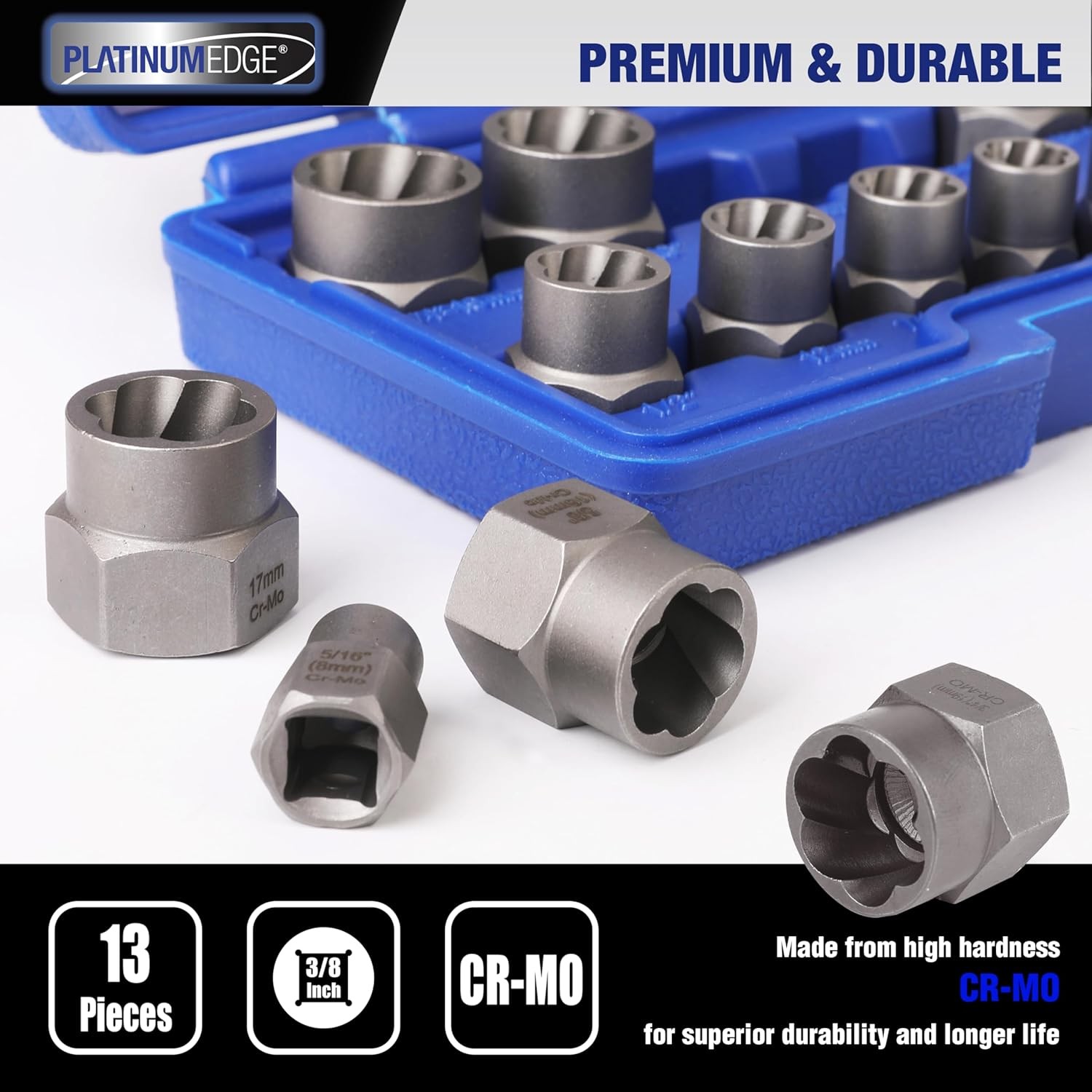 Professional Grade Bolt Extractor Set, Easy-Out Tool Kit