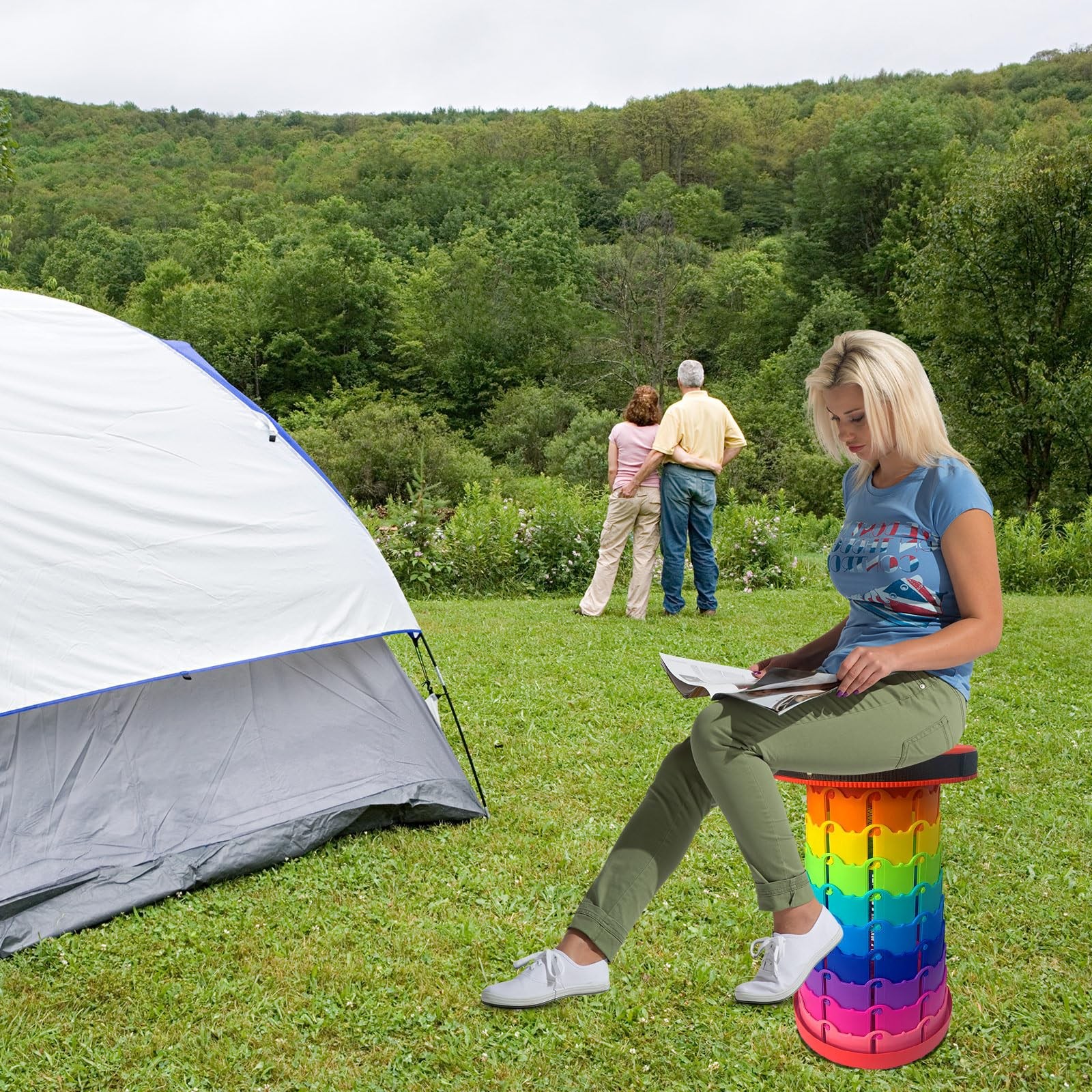 Rainbow Travel Camping Stool, Retractable Portable Folding Stool,Collapsible ...