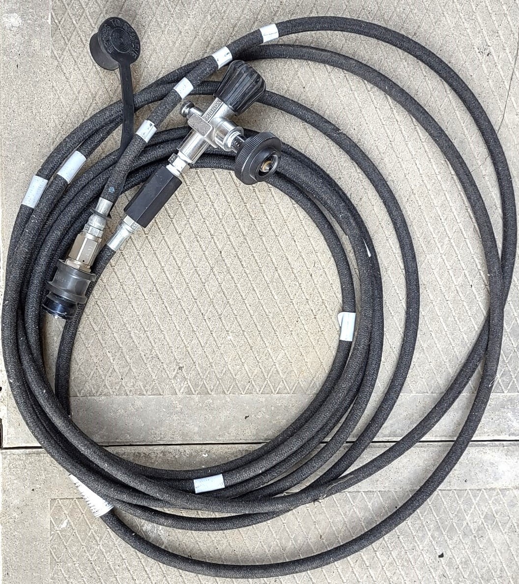15' hose with Hand Tight SCBA Fitting to 1/4" MIGNON