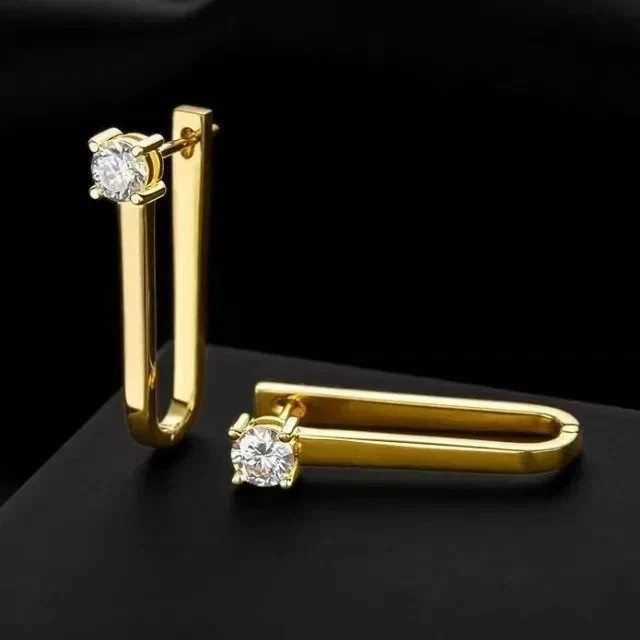 1.0Ct Round Lab Created Diamond 14K Yellow Gold Plated Women ClassicHoop Earring