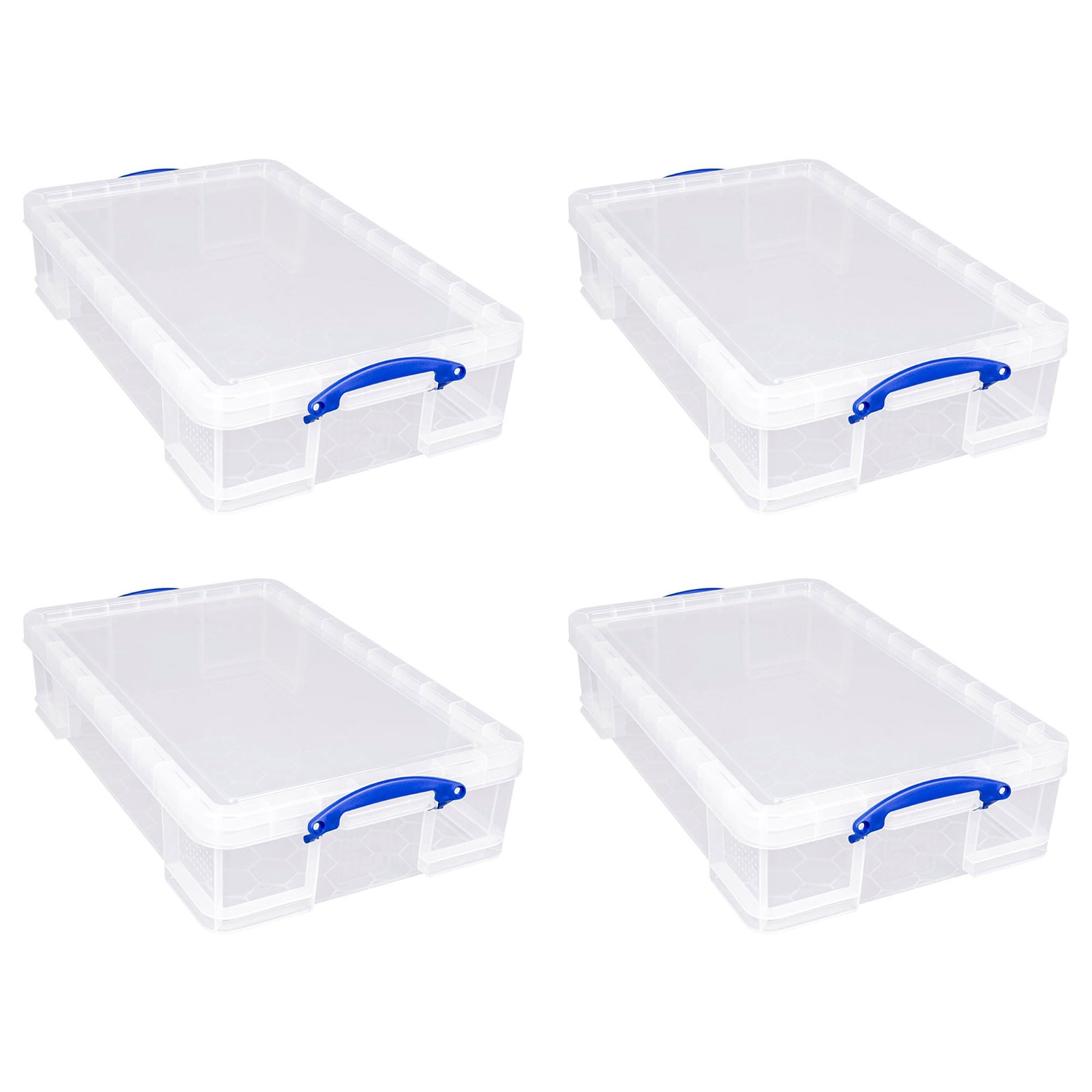 Really Useful Box 33L Storage Container w/Snap Lid & Clip Lock Handle, 4 Pack