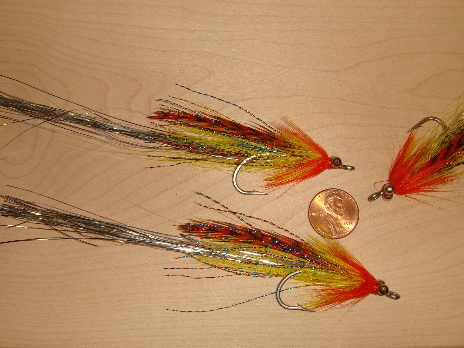 FLY FISHING FLIES - Or/Yell. FLASHTAIL WHISTLER (Silver Flash) size 3/0 (3 pcs)