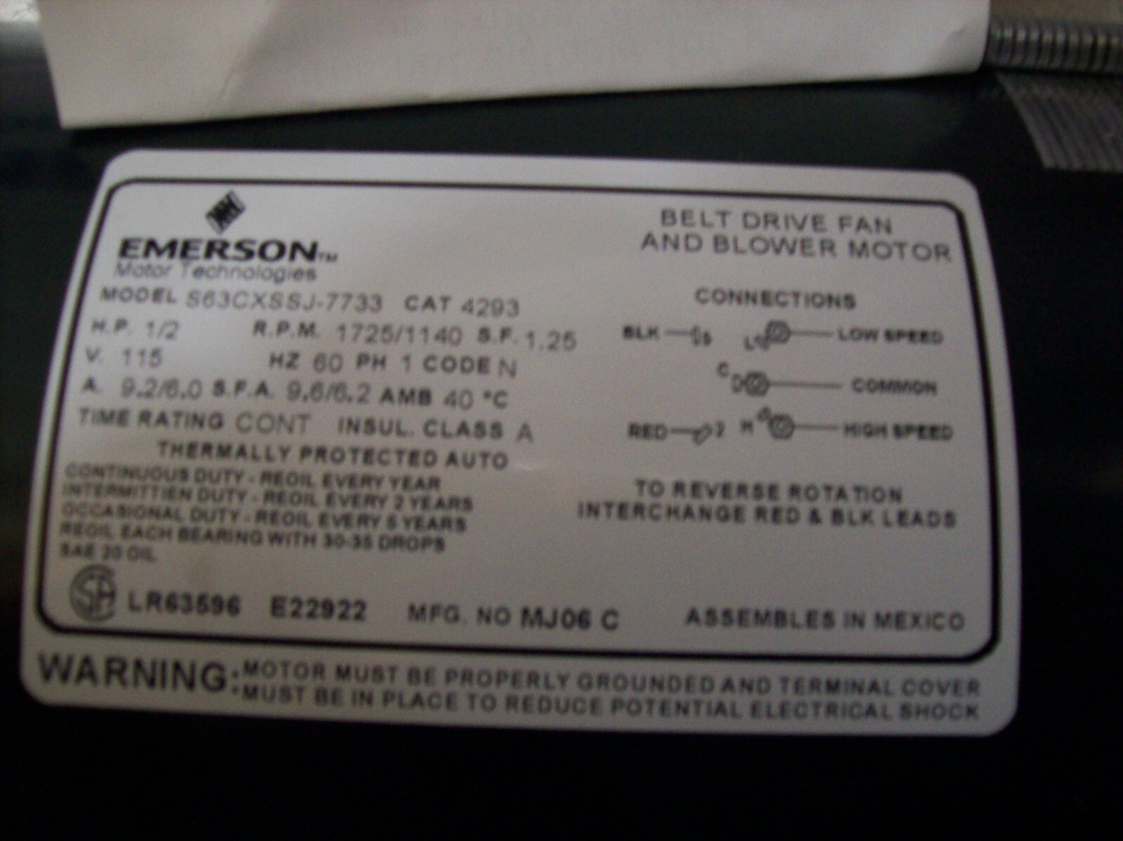 Emerson Motor 4293
