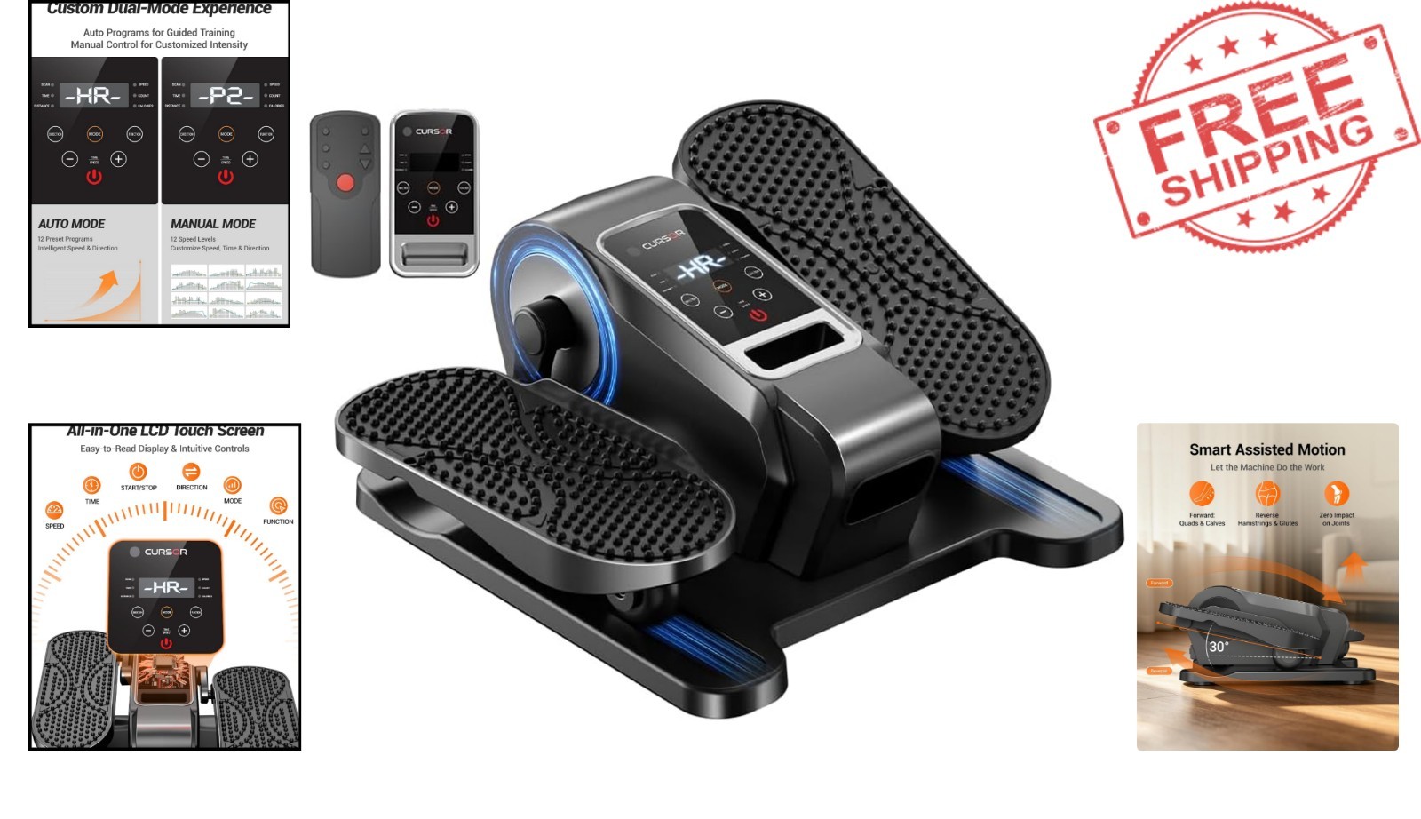 Compact Mini Elliptical Machine with Remote | 12 Adjustable Speeds for Home Use