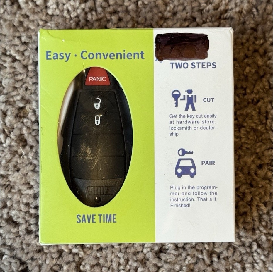 Key Fob Outlet Keyless Entry Kit Remote w/ Key Ring & Instructions used