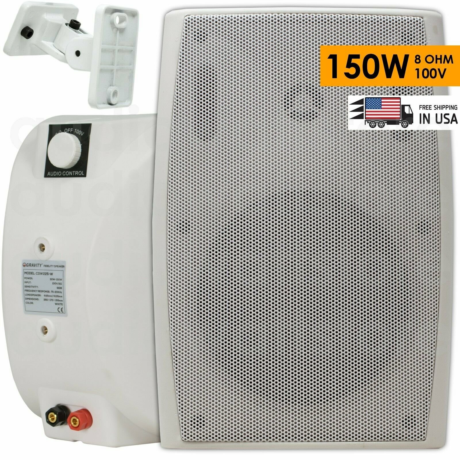 Gravity CGW225 Full Range Indoor / Outdoor Waterproof Speaker - White (Single)