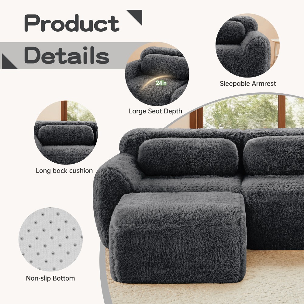 Modular Sectional Sofa Couches 32D High Density Sponge Required Ergonomic Design